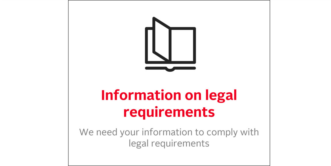 Information on legal requirements: We need your information to comply with legal requirements