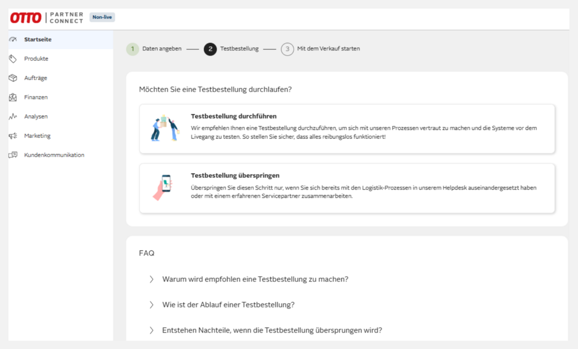 Screenshot der Partner-Portal Startseite